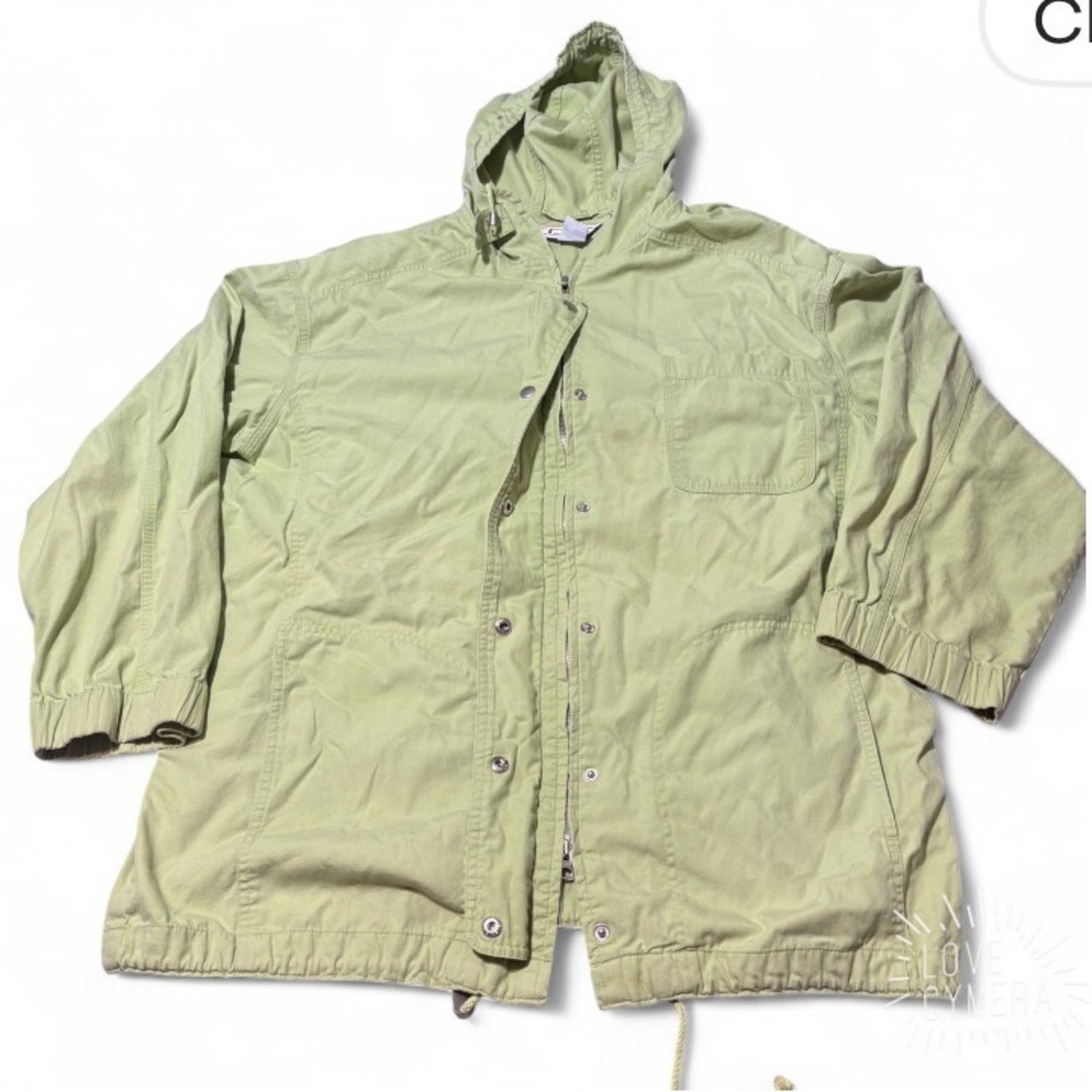 Talbots Womens L Sage Green 100% Cotton Hooded Utility Jacket Anorak